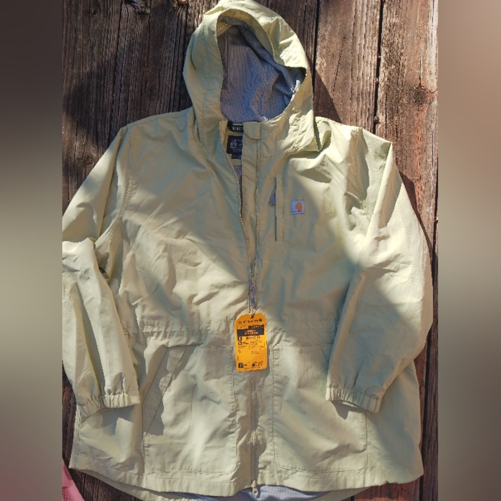 Carhartt Women's Hooded Raincoat in Pale Olive